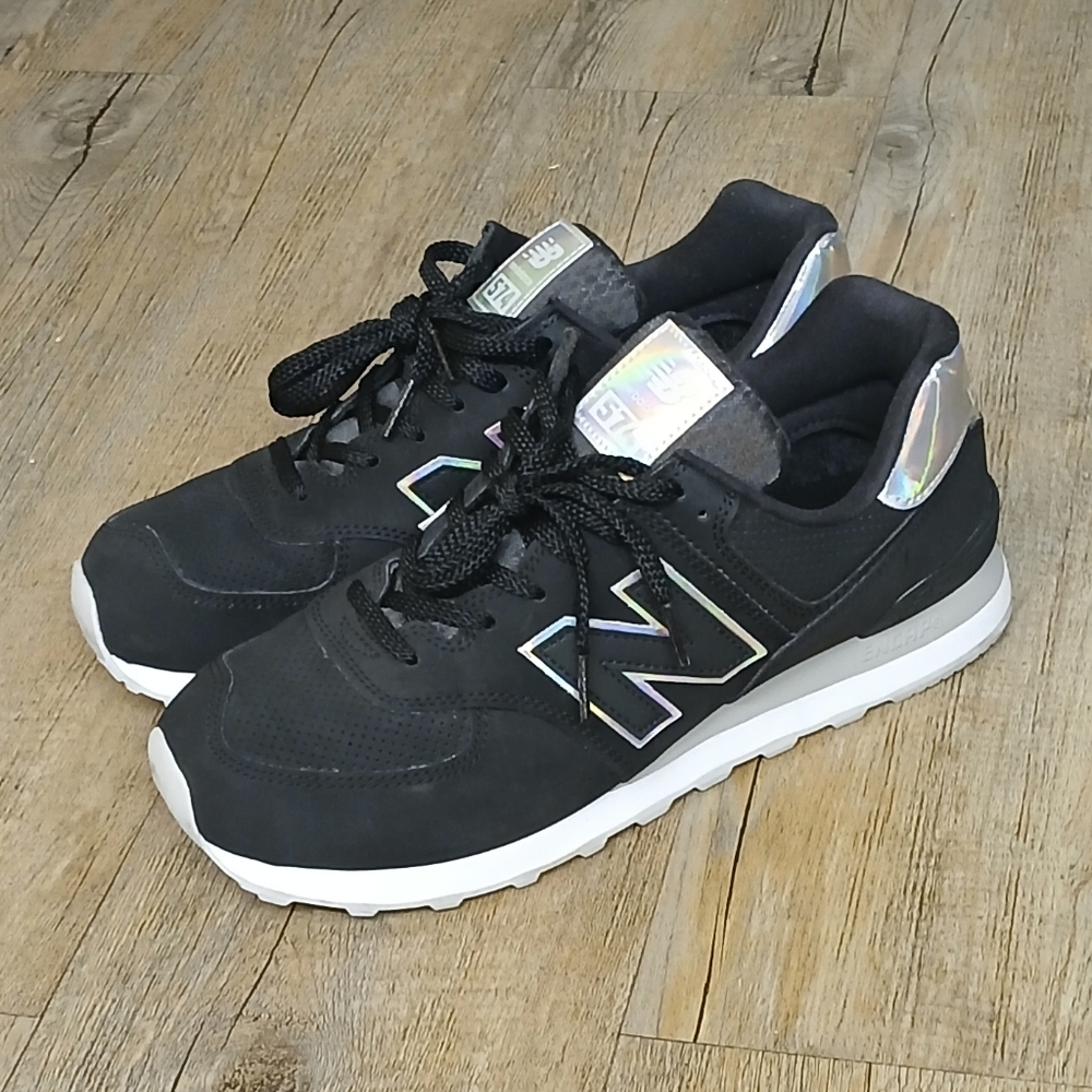 New Balance Women's 574 Black Rain Cloud Sneakers Size 11